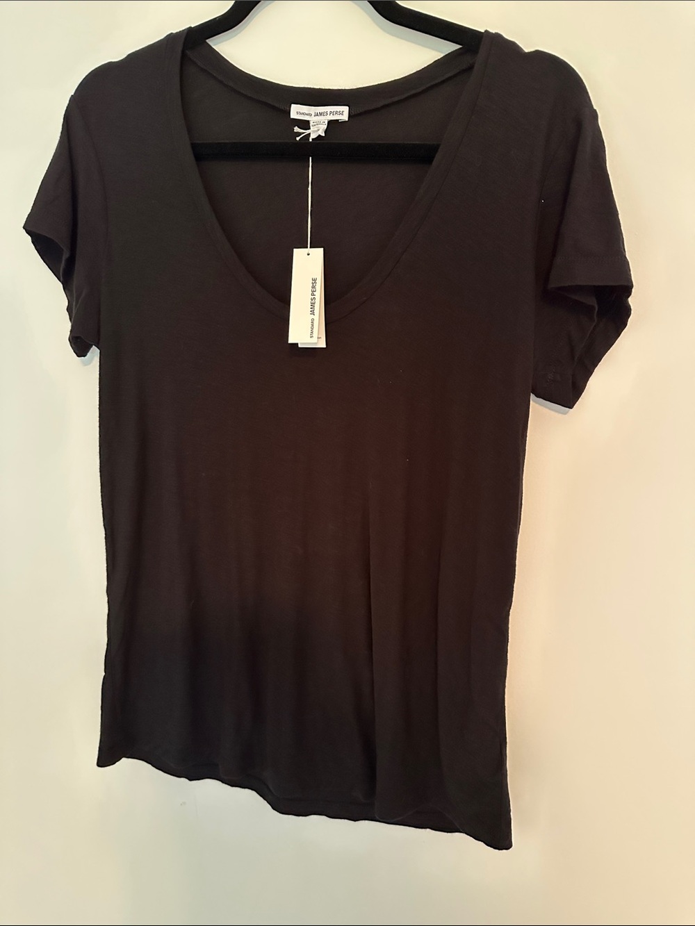 James Perse NWT Black Deep Scoop Short Sleeve Tee size 3 James Purse Standard